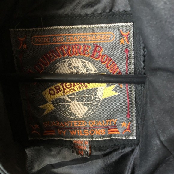 Vintage 90’s Wilson's Adventure Bound Faded Black Leather Jacket Size M Moto EUC - Picture 5 of 7